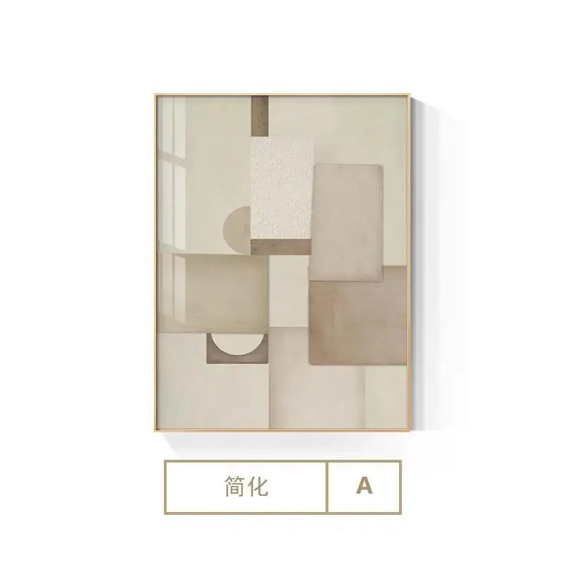 tableau abstrait moderne impressions toile beige blanc géométrique rectangulaire carré minimaliste