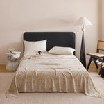 couverture fibre bambou motif floral deux oreillers canapé lit maison