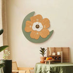 horloge murale fleur moderne minimaliste blanc orange rose vert beige