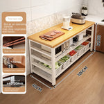 meuble cuisine multifonctionnel bois naturel blanc moderne rangement panier couteau planche découpe micro onde