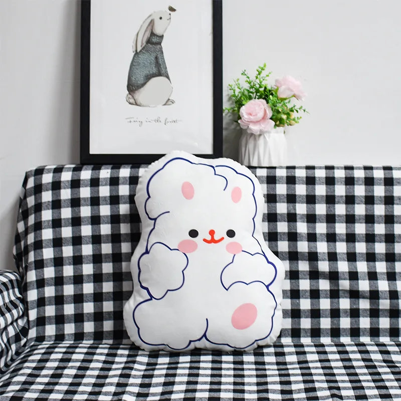 taies d'oreiller personnalisées dessins animés coussins mignons blanc rose orange bleu plush cartoon