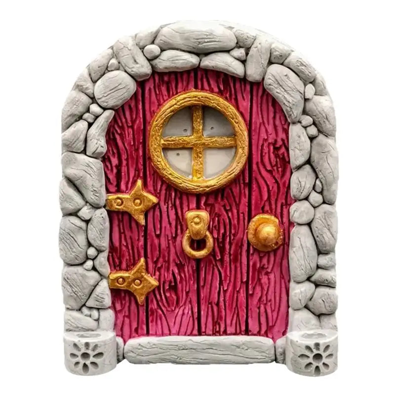 porte miniature artisanale résine couleurs rose bleu rouge motifs floraux trèfle celtique décoratif extérieur