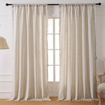 rideaux bohèmes rustiques semi translucides beige artisanal salon