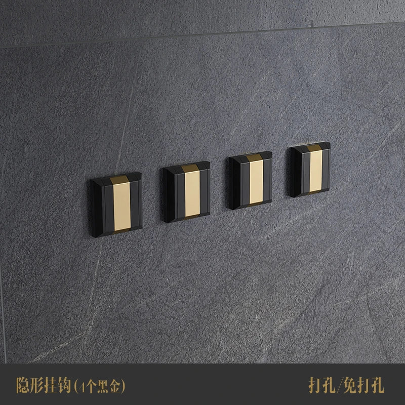 porte sacs vêtements moderne noir doré vis fixés élégants accessoires rangement mur pliant