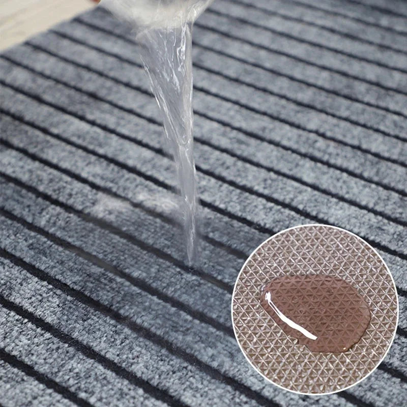 tapis sol antidérapant imperméable résistant corrossion antibactéries rayées moderne gris noir