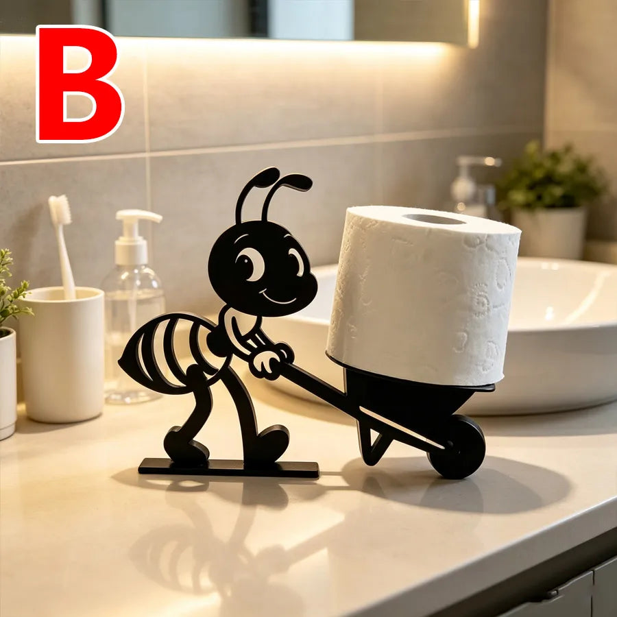 porte rouleaux papier toilette fourmi noir blanc stylisé ludique décoration salle bain