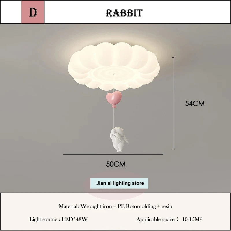 lampe moderne blanche nuages lapin ballon chambre enfants lumière led
