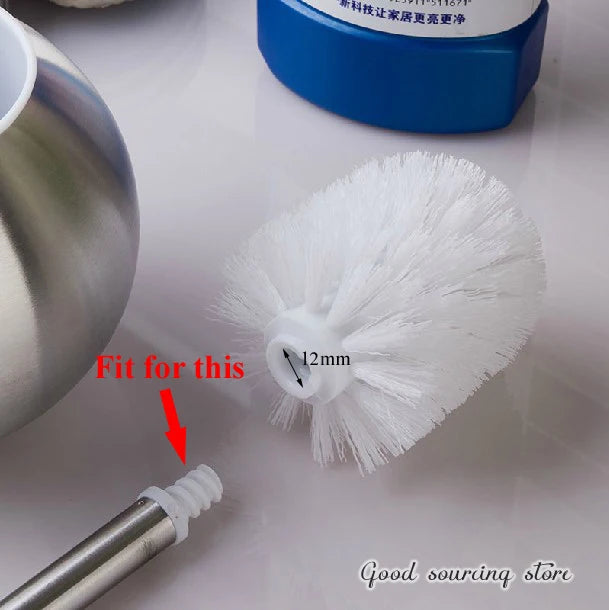 brosse toilette tête blanche noire poignée moderne fixation tringle bristles plastique
