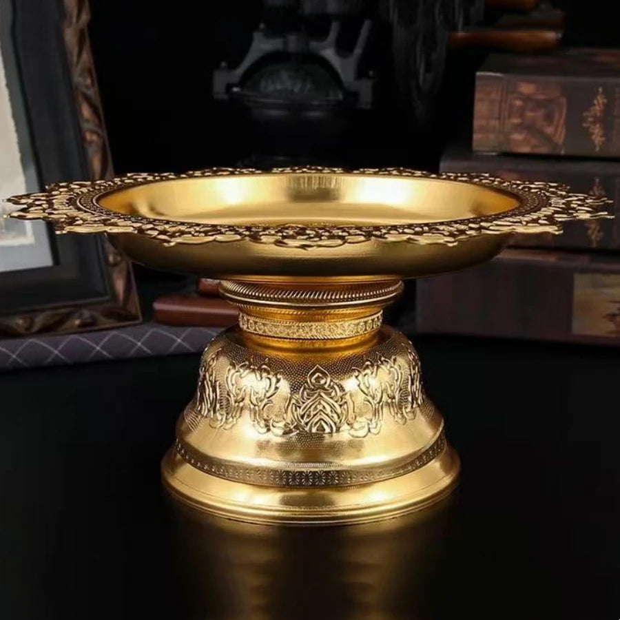 présentoir gâteaux or floral relief lotus traditionnel décoration table métal handcrafted chambre dining