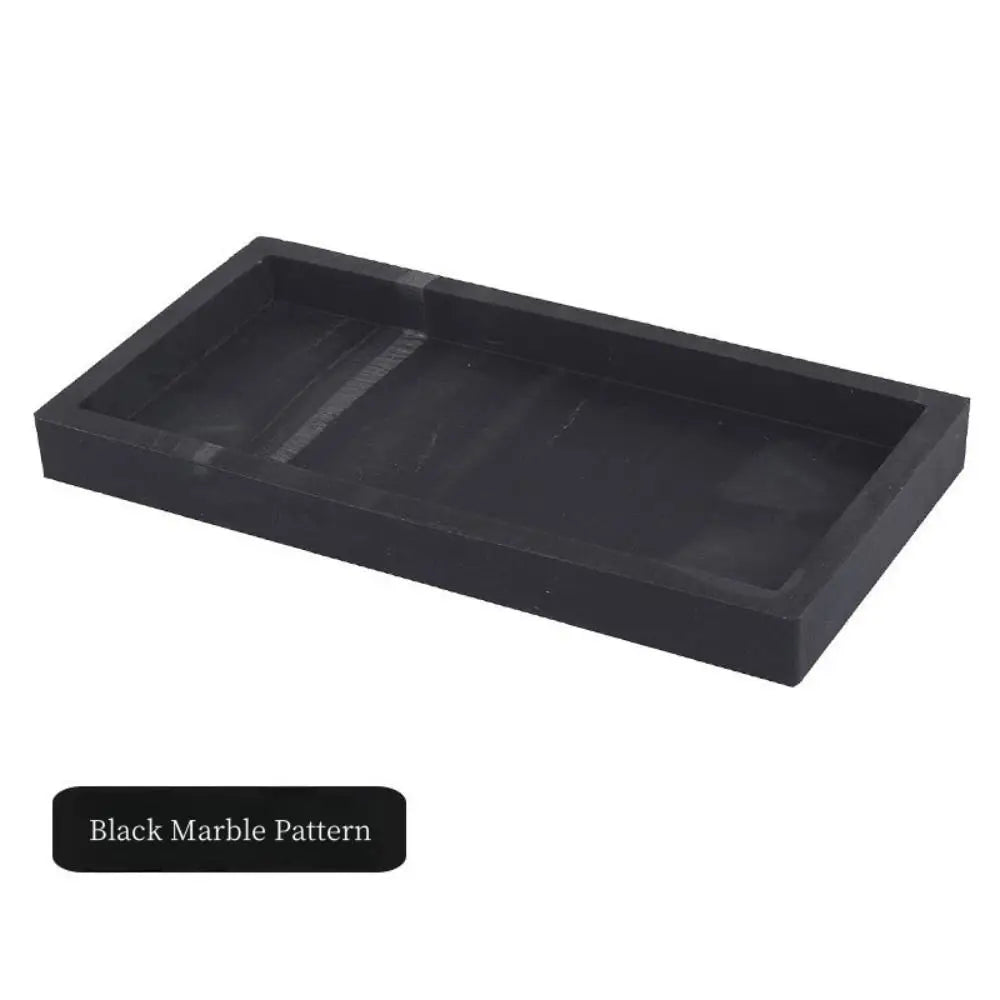 plateau silicone marbre moderne noir blanc diffuseur savon parfum bougie serviettes brosse dents lotion