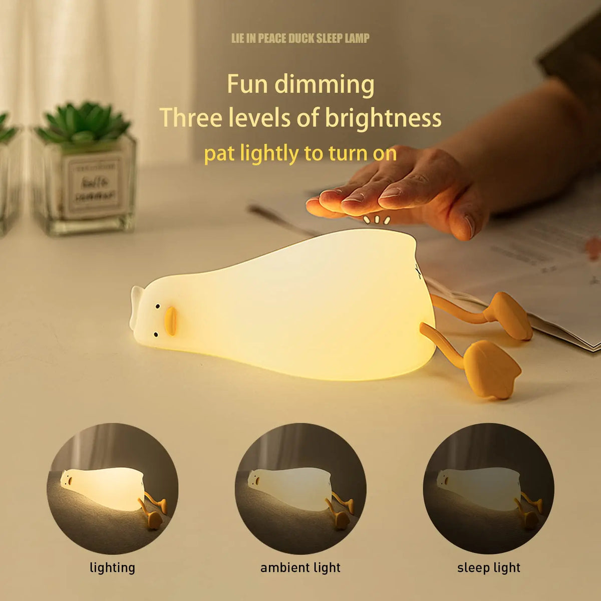 veilleuse canard forme animal rechargeable lumière lecture enfant décoration chambre blanc jaune