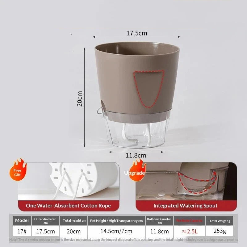 pots plantes auto arrosants intérieur plastique blanc beige gris transparent