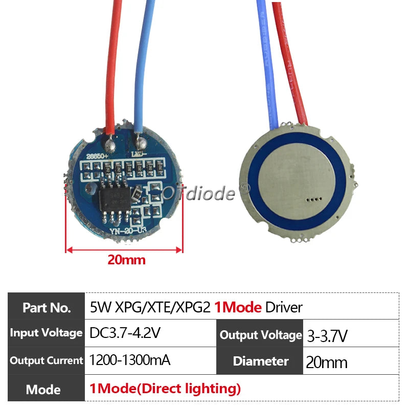 circuit intégré led 3w 5w 10w vert bleu noir 17mm 20mm 22mm 1mode 5modes