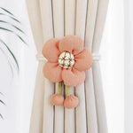 fournitures rideaux coton ornements fleurs reliefs pompons beige rose jaune vert chambre enfants