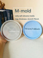 moulages silicone assiettes rondes modernes différentes tailles gris bleu rose jaune