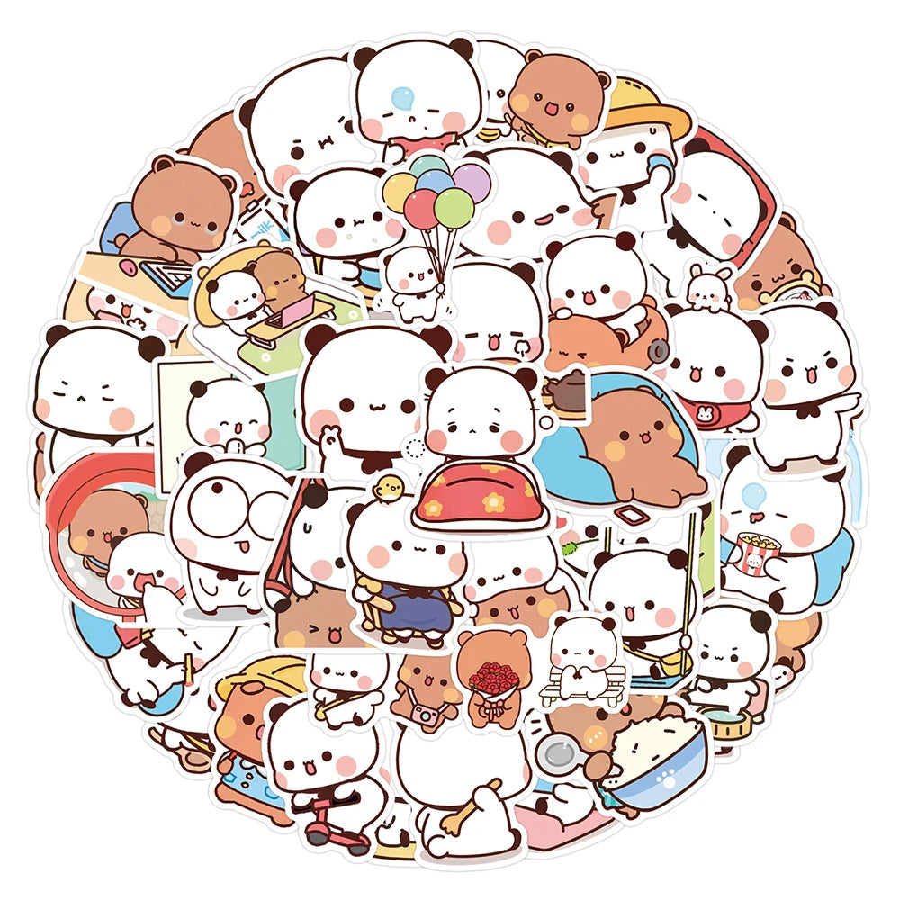 sticker kawaii mignon personnage divers expressions activités quotidiennes blanc rose vert
