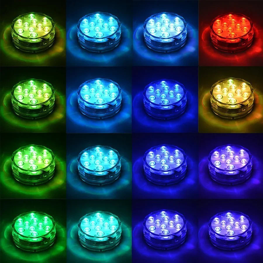 lampe led submersible transparente moderne 12 diodes rgb télécommande ip67 certifiée vde ul rohs