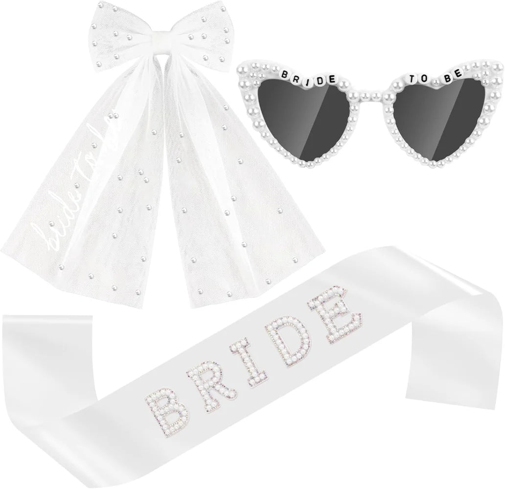 accessoires mariage voile blanc classique lunettes sash fiançailles transparent festif