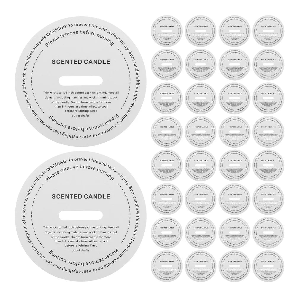 étiquettes rondes bougies parfumées blanc jaune orange moderne minimaliste imprimées textes professionnelles bricolage instructions