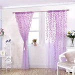 rideaux transparents pastoral feuilles tombantes vert clair violet decoration maison tringle rideaux liens décoratifs
