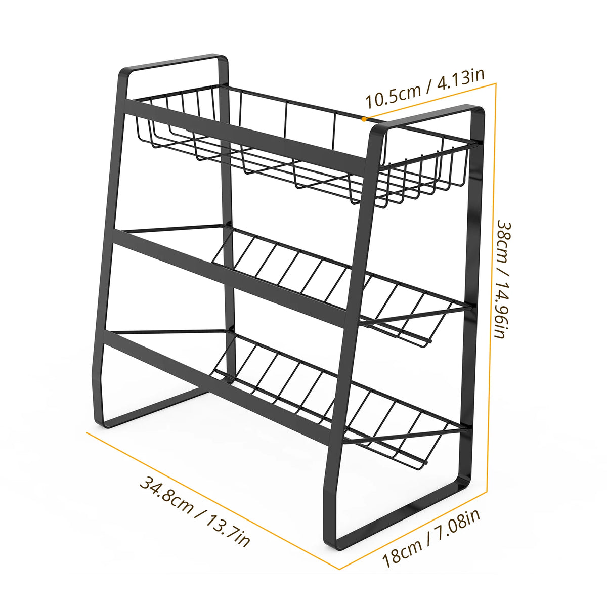étagère épices noire moderne niveaux cuisine organisation bacs métalliques inclinées pratique rangement assaisonnements bouteilles