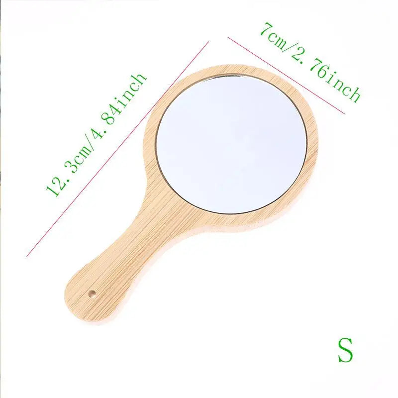 miroir rond bois naturel clair classique poignée main salon chambre