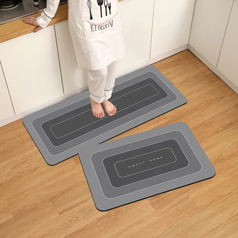 tapis sol imperméable antidérapant polyester gris rayures horizontales moderne intérieur cuisine plage pique nique