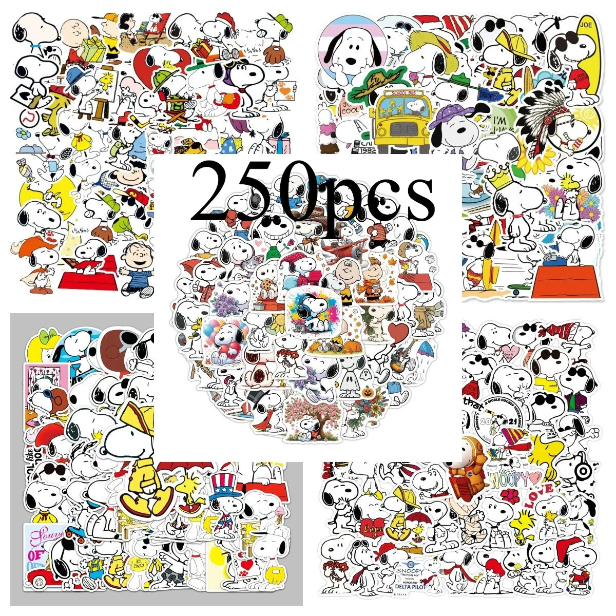 stickers dessin animé snoopy multicolores imperméables classiques enfants mignons collection variés