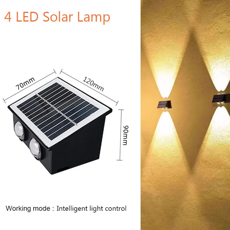 lampe murale solaire moderne led rgb jaune noir panneaux solaires texturés fixée mur