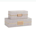 boîtes bijoux cuir gris élégantes fixation dorée rangement coiffeuse opaques