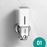 distributeur savon liquide argenté moderne fixations yeillets salle bain chambre