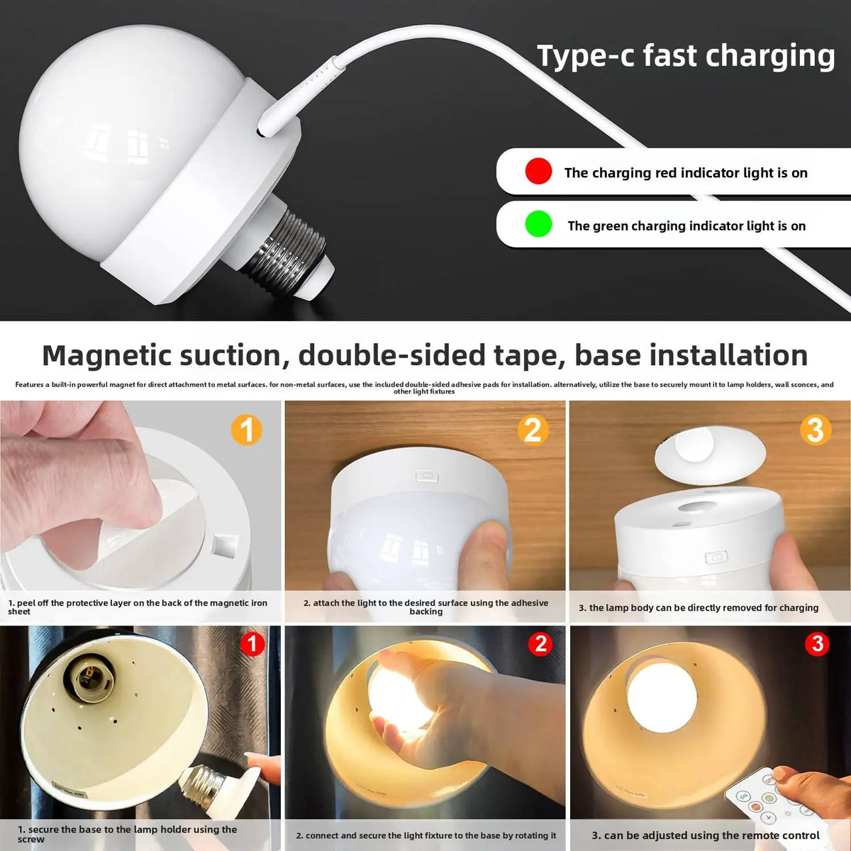 ampoule led rechargeable e27 couleurs blanc moderne télécommande tactile chambre réglable 5v usb
