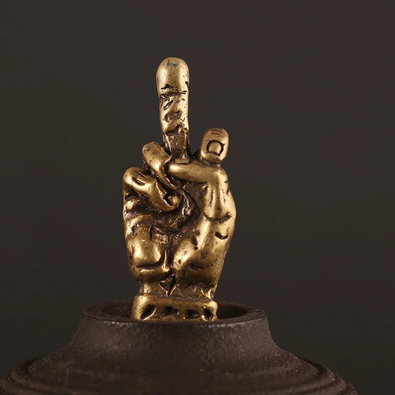 ornement métal doré sculpté statuette animale compagnie rétro vintage opaque miniature collection deco