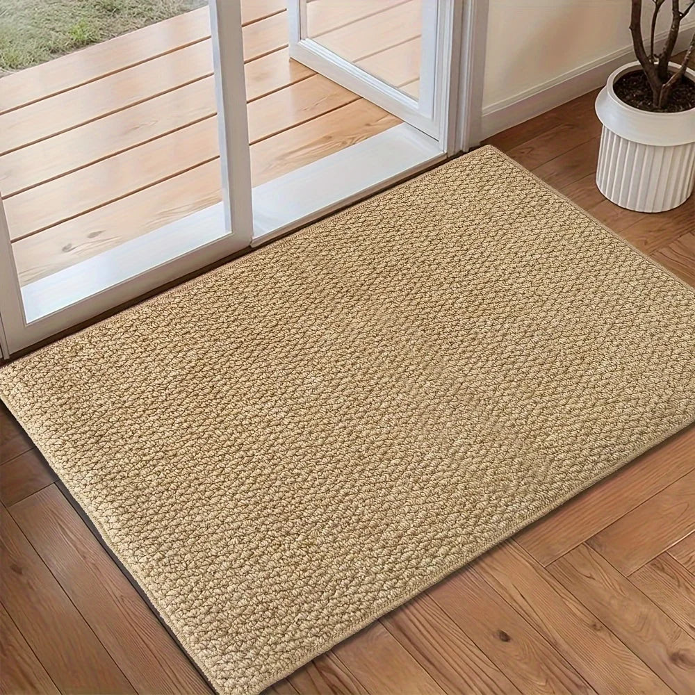 tapis résistant taches absorbant moderne beige gris 80x120cm entrée salon chambre decoration adhésif