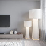 lampe table moderne blanc abat jour tissu pied fer éclairage intérieur