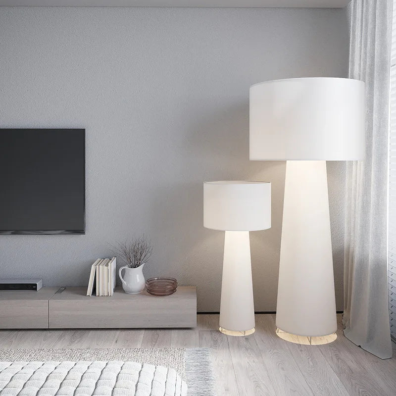 lampe table moderne blanc abat jour tissu pied fer éclairage intérieur