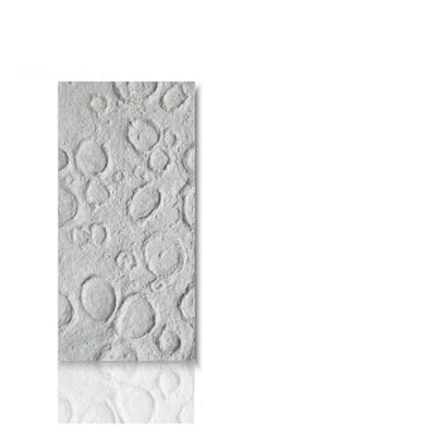 décoration murale moderne pierre lunaire relief cratères gris noir blanc minimaliste 120x60cm