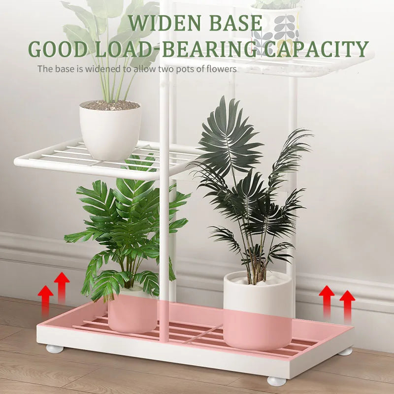 étagère moderne fleurs niveaux blanc plateaux simples structure métallique minimaliste