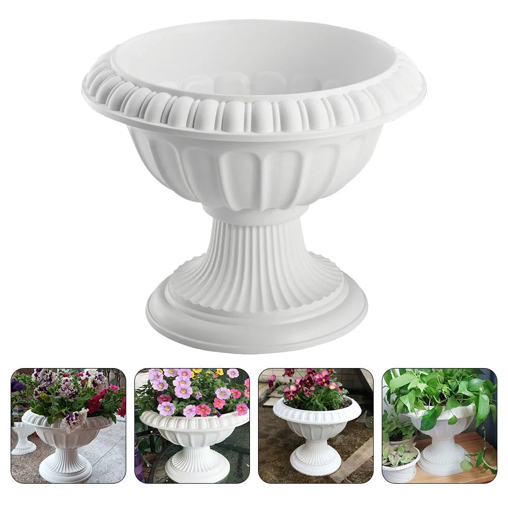cache pot blanc classique rayures verticales extérieur intérieur fleuri décoration jardin balcon robuste durable