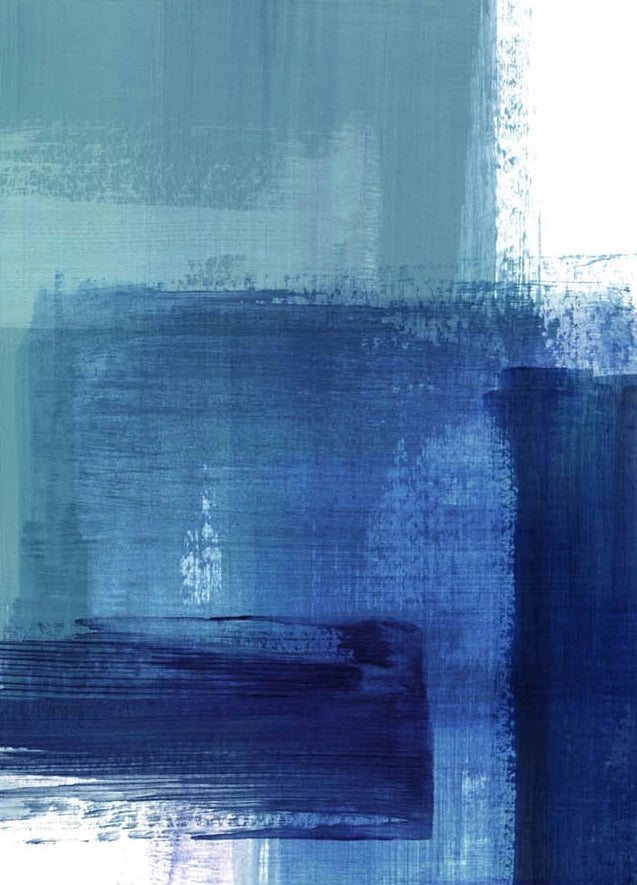 toile d'art abstraite contemporaine bleu gris blanche peinture aquarelle minimaliste sans cadre