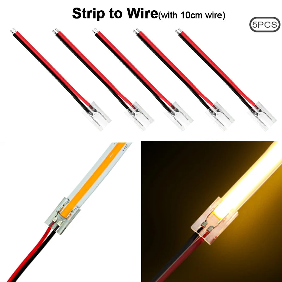 connecteur ruban led cob droit angle transparent pin pin pin 12v