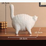 statuette chat blanc brun terre cuite texture rugueuse moderne minimaliste