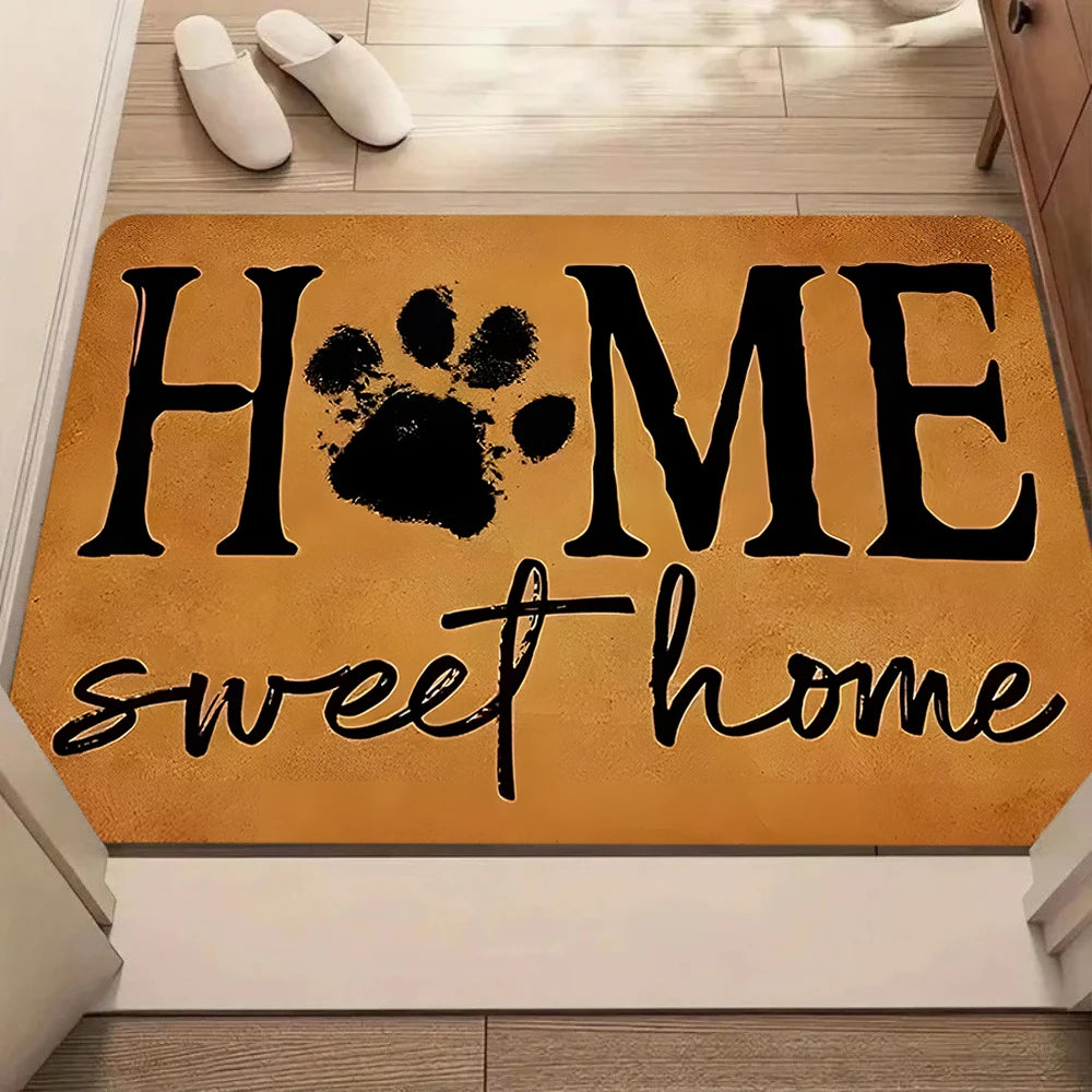 tapis d'entrée moderne or noir blanc sweet empreintes pattes love cœur résistant extérieur adultes