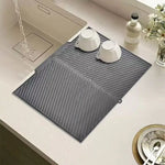 tapis drainage silicone gris rayures diagonales moderne respectueux environnement pliable