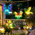 lampe solaire décorative papillon transparent moderne bleu violet vert métal bouton allumage