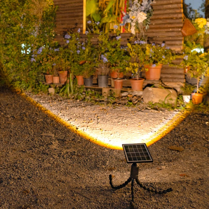 projecteur solaire flexible moderne panneaux solaires led noir trépied extérieur rechargeable