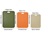 planches découper tissées moderne vert orange beige poignées intégrées respectueuses environnement stockables