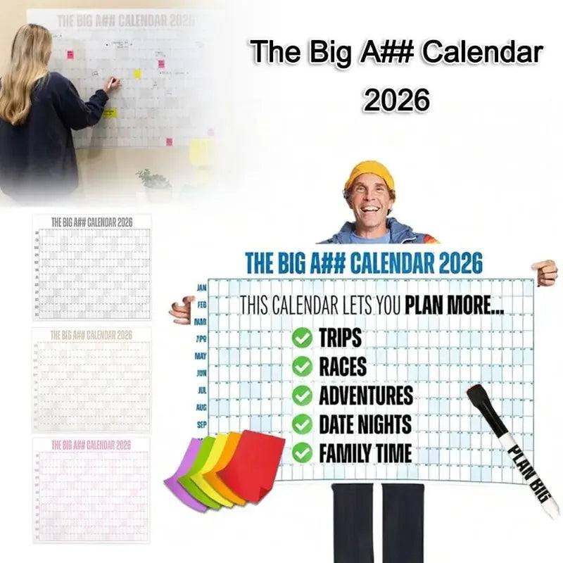 calendrier mural blanc bleu rose jaune vert orange violet moderne pratique étiquettes personnalisables grille