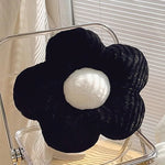 coussin décoratif peluche fleurs blanc orange noir rose bleu violet jaune 35cm 50cm