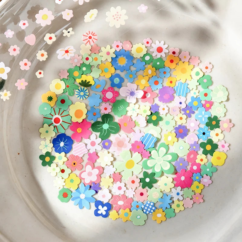 sticker décoratif fleurs multicolores adhésif papeterie scrapbooking enfantin journal craft art